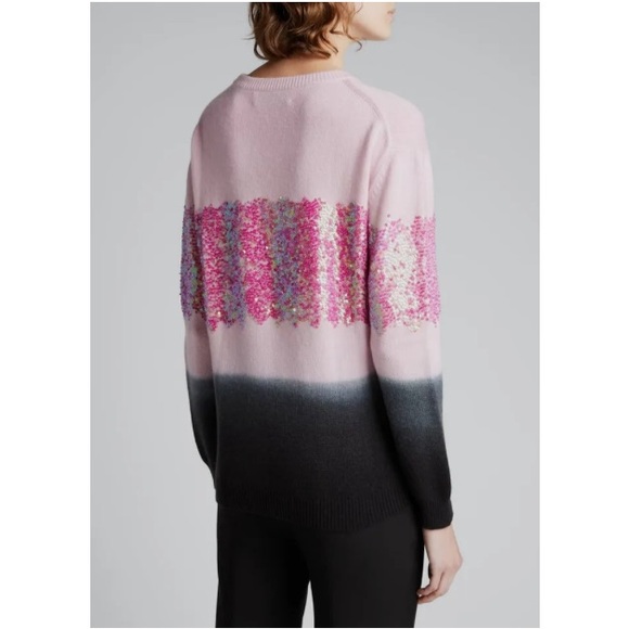NWT Prabal Gurung sequin-embellished ombre cashmere wool sweater pink size large - Picture 2 of 15